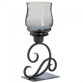 Accent Plus Smoked Glass Flourish Candle Holder