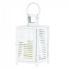 Accent Plus White Slatted Candle Lantern - 12 inches