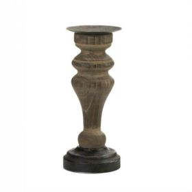 Accent Plus Antique-Style Wood Pillar Candle Holder - 12 inches