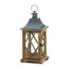 Accent Plus Diamond-Side Wood Candle Lantern - 14 inches