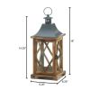 Accent Plus Diamond-Side Wood Candle Lantern - 14 inches