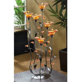 Accent Plus Calla Lily Candleholder with Amber Glass