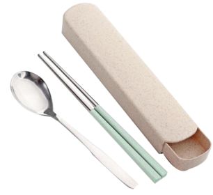 Portable Stainless Steel Flatware Spoon Chopsticks Tableware Set [C]