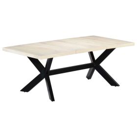 Dining Table White 78.7"x39.4"x29.5" Solid Mango Wood
