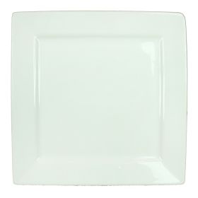 Well Designed Square Shape Ceramic Plate with Curved Rims; White; DunaWest