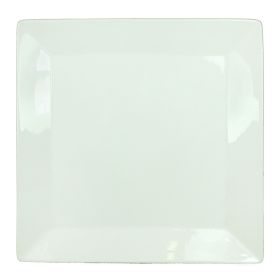 10 x 10 Square Decorative Plate; Ceramic; Curved Edges; Glossy White; DunaWest