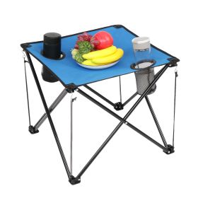 Oxford Cloth Steel Square Outdoor Folding Table  Blue