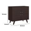 35 Inch Wooden Multipurpose Storage Cabinet with 4 Doors and Angled Legs; Dark Brown; DunaWest