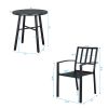 3PCS  Backrest Table Top Vertical Grid Courtyard Iron Table And Chair Set With 2pcs Dining Chair and 1pc Dining Table XH