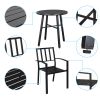 3PCS  Backrest Table Top Vertical Grid Courtyard Iron Table And Chair Set With 2pcs Dining Chair and 1pc Dining Table XH