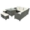 Patio Furniture Set, 8 Piece Outdoor Conversation Set, Dining Table Chair with Ottoman, Cushions