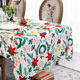 Muwago Christmas Garland Trimming Printed Fabric Tablecloth For Dining Room Decoration Washable Anti-Stain Anti-Oil Table Cover (size: W52"*H54")