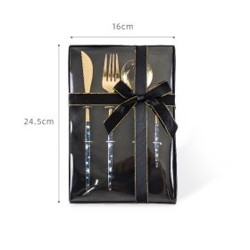 2021 New Christmas Series Western Dinner Set Hotel Home Luxury Style Main Dinner Knife; Fork; Spoon Gift Box (colour: Space main four piece gift box)