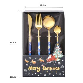 2021 New Christmas Series Western Dinner Set Hotel Home Luxury Style Main Dinner Knife; Fork; Spoon Gift Box (colour: Four piece gift box for Christmas Lord)