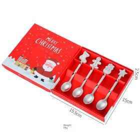 Cross border Christmas spoon Stainless steel spoon Creative mixing coffee dessert spoon Christmas spoon gift set (Specifications: 01 Silver suit)