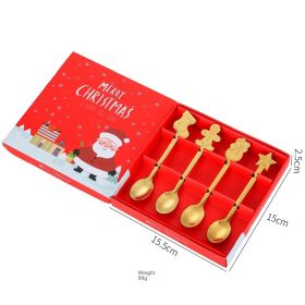 Cross border Christmas spoon Stainless steel spoon Creative mixing coffee dessert spoon Christmas spoon gift set (Specifications: 01 Gold suit)