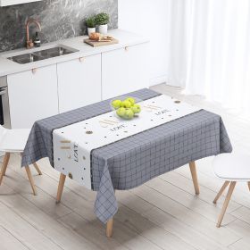 Nordic tablecloth cloth waterproof; scald proof; oil proof; wash free tea table cloth desk ins student tablecloth pvc net red (colour: Thickened - Grey check)