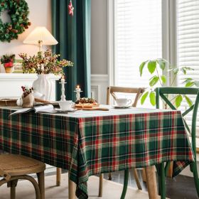 Yimanqiyun tablecloth; yarn dyed; green lattice; Christmas table cloth; American style; rectangular fabric; directly supplied by the manufacturer (colour: Green check without lace)