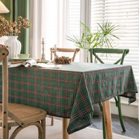Yimanqiyun tablecloth; yarn dyed; green lattice; Christmas table cloth; American style; rectangular fabric; directly supplied by the manufacturer (colour: Sandwich grid - green)