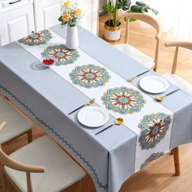 Benzhi Nordic embroidery printed tablecloth wholesale waterproof oil proof washfree rectangular pvc tablecloth table mat net red (colour: Exquisite Embroidery - Elegant Grey)