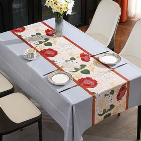 Benzhi Nordic embroidery printed tablecloth wholesale waterproof oil proof washfree rectangular pvc tablecloth table mat net red (colour: Guose Tianxiang Yahui)