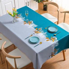 Benzhi Nordic embroidery printed tablecloth wholesale waterproof oil proof washfree rectangular pvc tablecloth table mat net red (colour: Yujin Liuxian - Blue Grey)