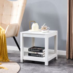 Side Table , 2-Tier Small Space End Table ,Modern Night Stand, Sofa table, Side Table with Storage Shelve (Color: White)