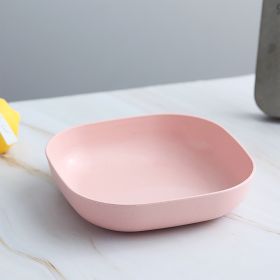 1Pcs  Salad Bowl Large Capacity Food Grade Versatile Dessert Snack Cake Serving Plate Household Supplies (Color: Pink)