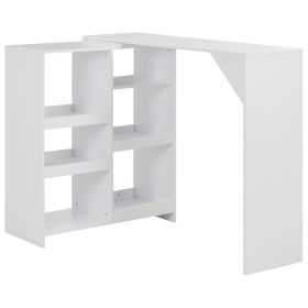 Bar Table with Moveable Shelf White 54.33"x15.75"x47.24" (Color: White)