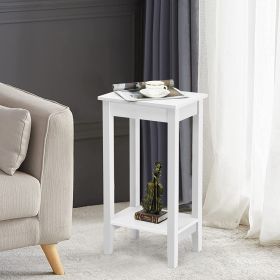 Set of 2 Versatile 2-Tier End Tables with Storage Shelf (Color: White)